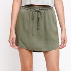 olive green mini skirt